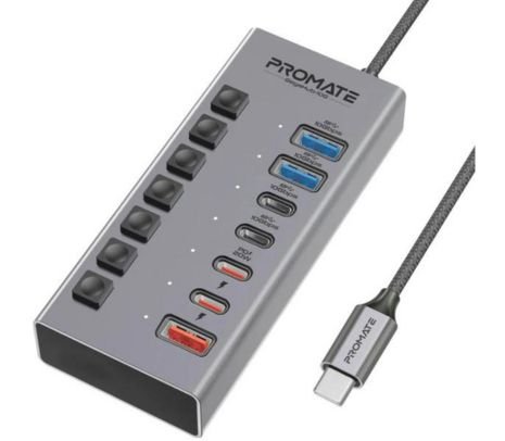 PROMATE GEGAHUB-10G HUB 7 EN 1 USB-C A USB-A/USB-C QC 20W(O)