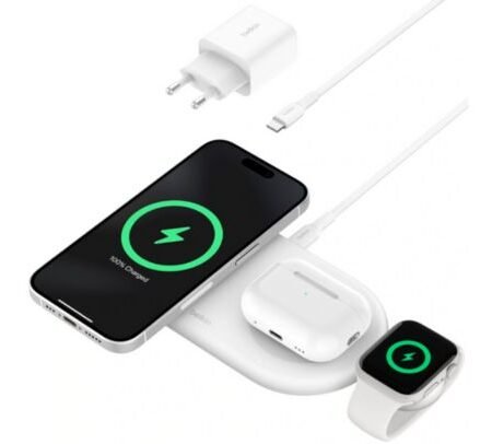 BELKIN WIZ022VFWH BASE DE CARGA INALAMBRICA 3 EN 1 15W WHITE CP