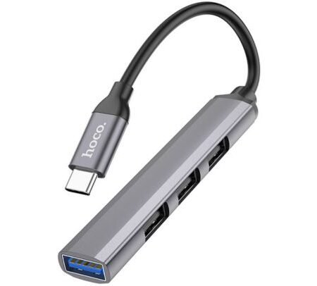HOCO HB26 HUB 4 EN 1 USB-A A USB 3.0 Y 3 USB 2.0 METAL GREY