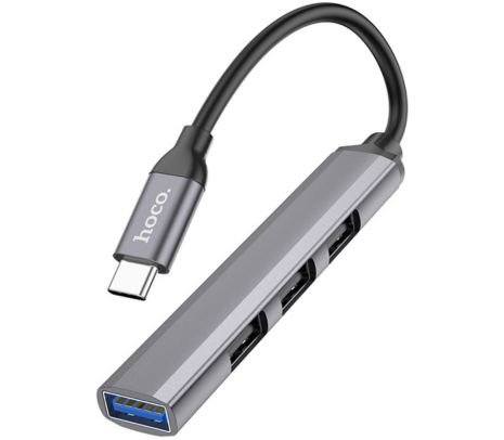 HOCO HB26 HUB 4 EN 1 USB-A A USB 3.0 Y 3 USB 2.0 METAL GREY