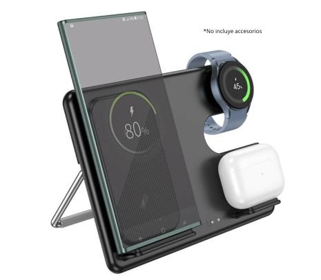 HOCO CQ23 CARGADOR 3 EN 1 INALAMBRICO MAGNETICO PLEGABLE FAST CHARGE BLACK 25W