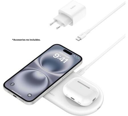 BELKIN WIZ021VFWH BASE DE CARGA INALAMBRICA DUAL PAD BLANCA 15W(D)