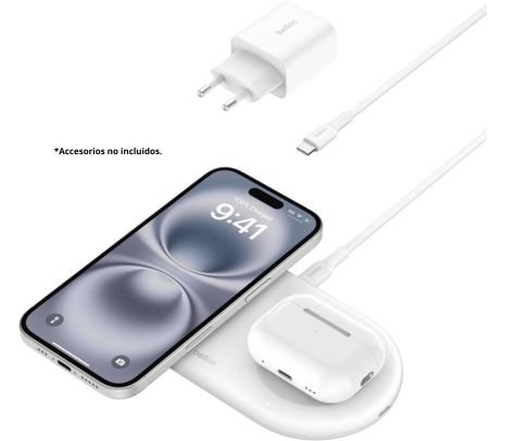 BELKIN WIZ021VFWH BASE DE CARGA INALAMBRICA DUAL PAD BLANCA 15W(D)