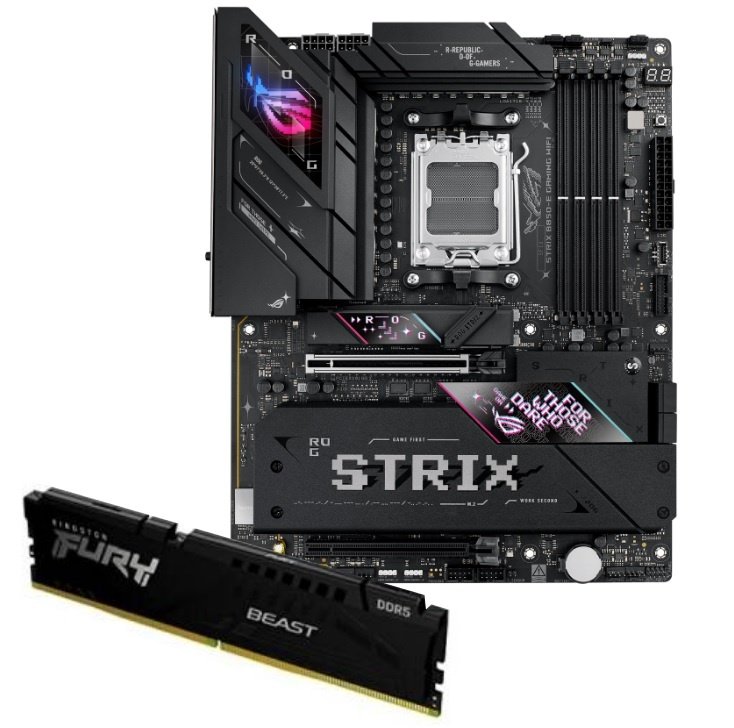 Combo Motherboard Asus ROG Strix B850-E WiFi 7 AM5 + RAM Kingston Fury Beast DDR5 32GB 5600MHz