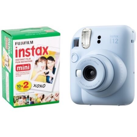 Combo Cámara Fuji Instax Mini 12 Azul + Película Instantánea Mini x20