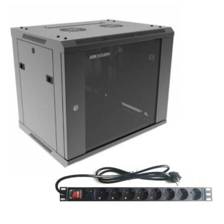 Combo Rack Hikvision 9U + PDU 8 Tomas Schuko para Pared