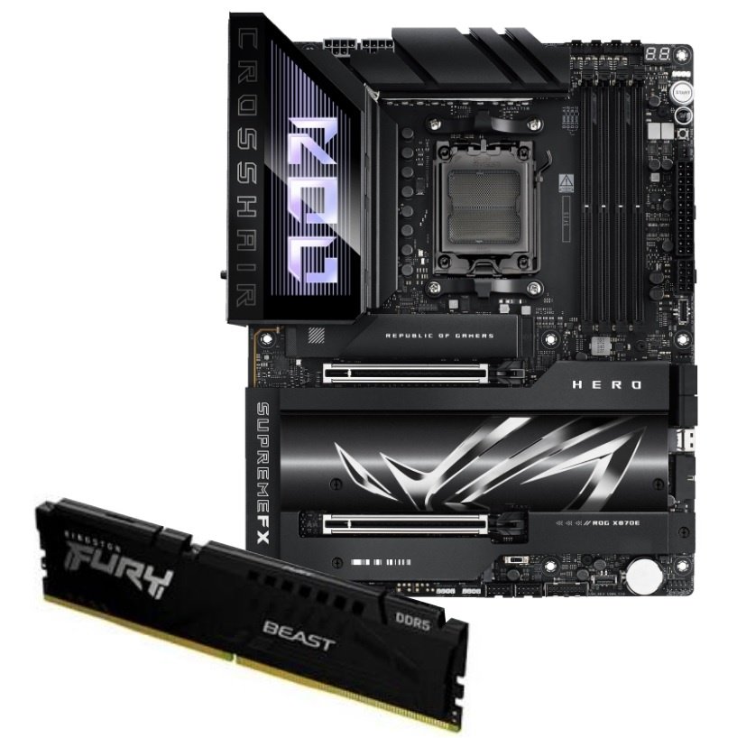 Combo Motherboard Asus ROG X870E Hero AM5 + Memoria Kingston Fury Beast DDR5 32GB 5600MHz