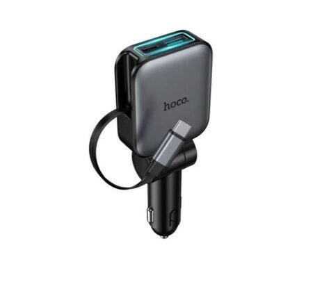 HOCO Z67 CARGADOR DE AUTO PD60W 1 USB-C Y 1 USB-A C/CABLE USB-C METAL GRAY
