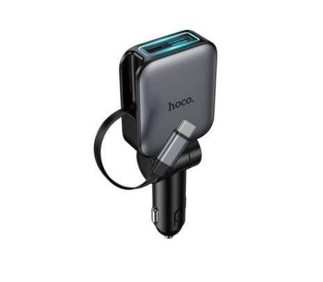 HOCO Z67 CARGADOR DE AUTO PD60W 1 USB-C Y 1 USB-A C/CABLE USB-C METAL GRAY