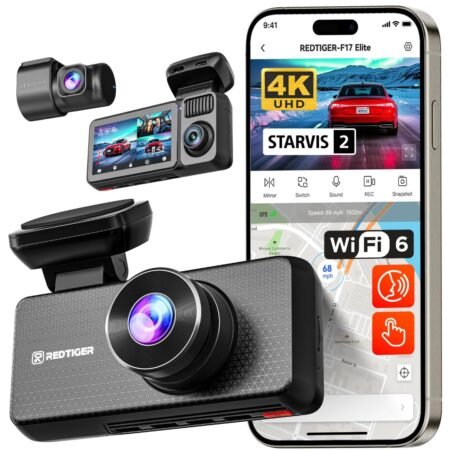 Dashcam Redtiger F17 Elite 4K Triple Wi-Fi GPS