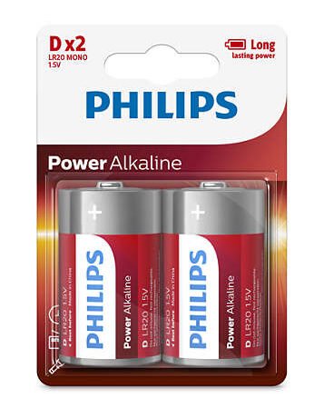Pilas alcalinas Philips D 1.5V Blister x 2 unidades