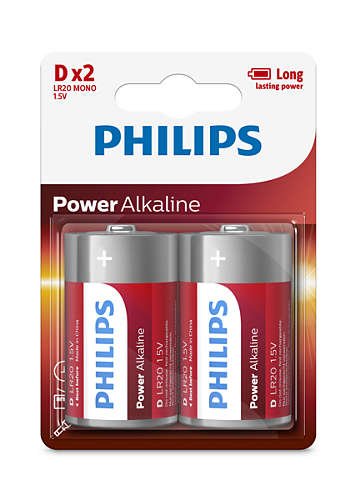 Pilas alcalinas Philips D 1.5V Blister x 2 unidades