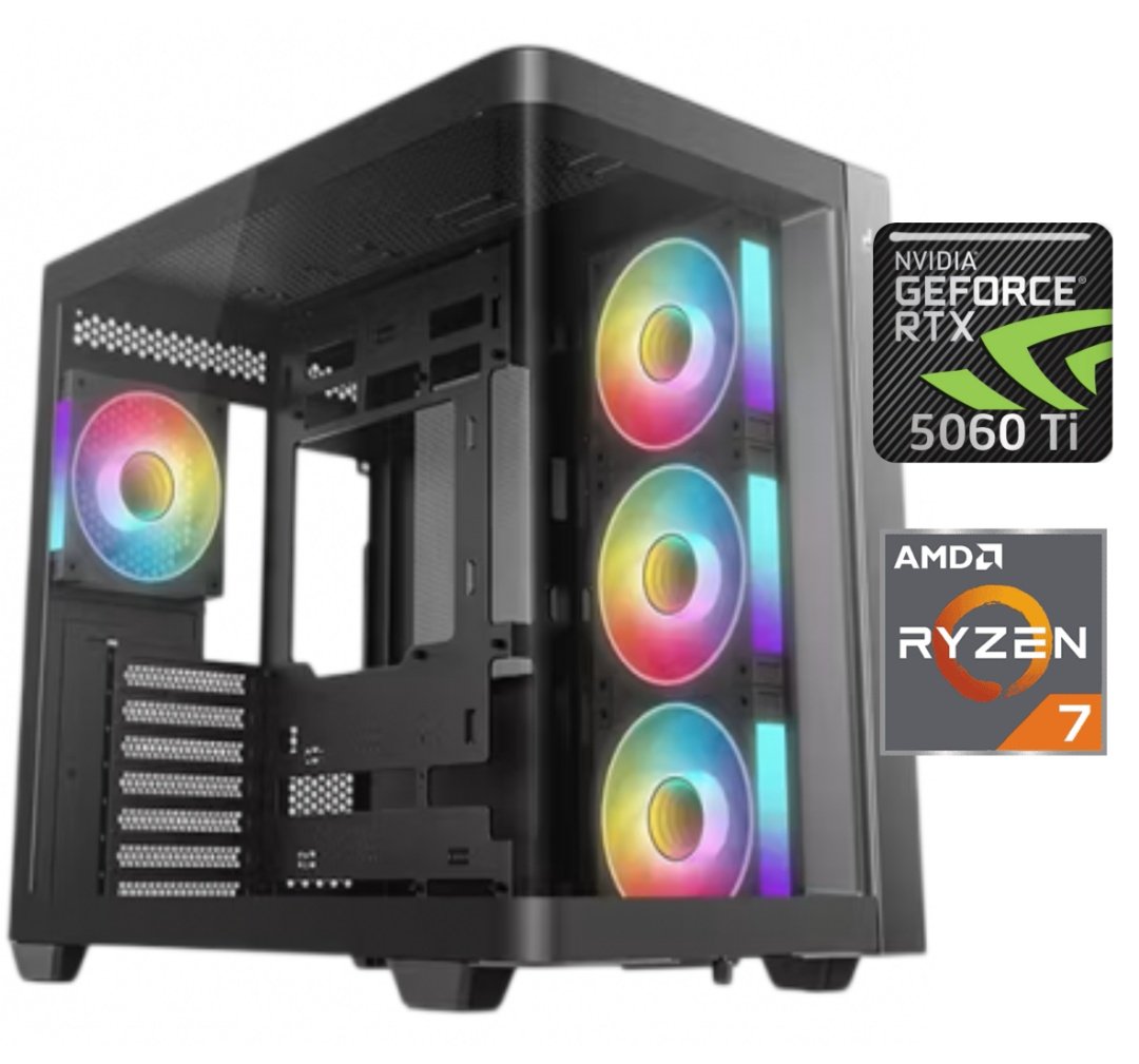 Equipo Gamer Ryzen 7 8700F, 32GB, 1TB, RTX 5060Ti 8GB