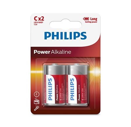 Pilas alcalinas Philips C 1.5V Blister x 2 unidades