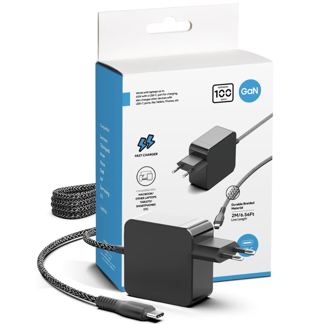 Cargador para Notebook GaN 100W USB C Power Delivery 3.0