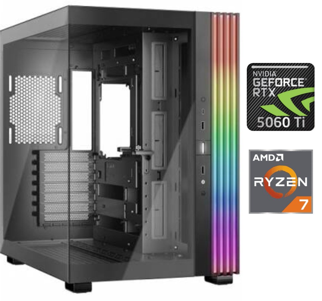 Equipo Gamer Ryzen 7 9800X3D, 32GB, 1TB, RTX 5060Ti 8GB