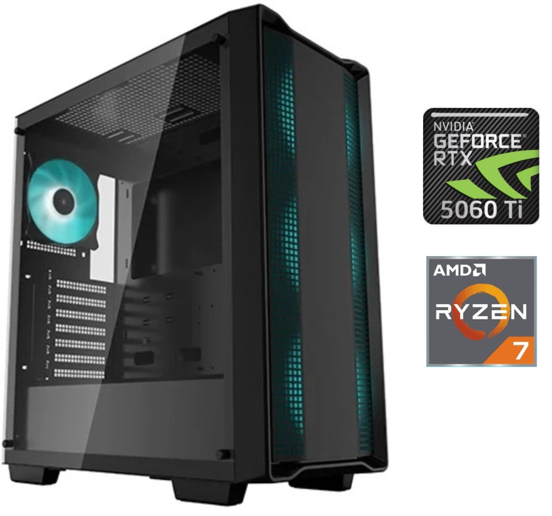 Equipo Gamer Ryzen 7 7700, 16GB, 1TB NVMe, RTX 5060Ti 8GB