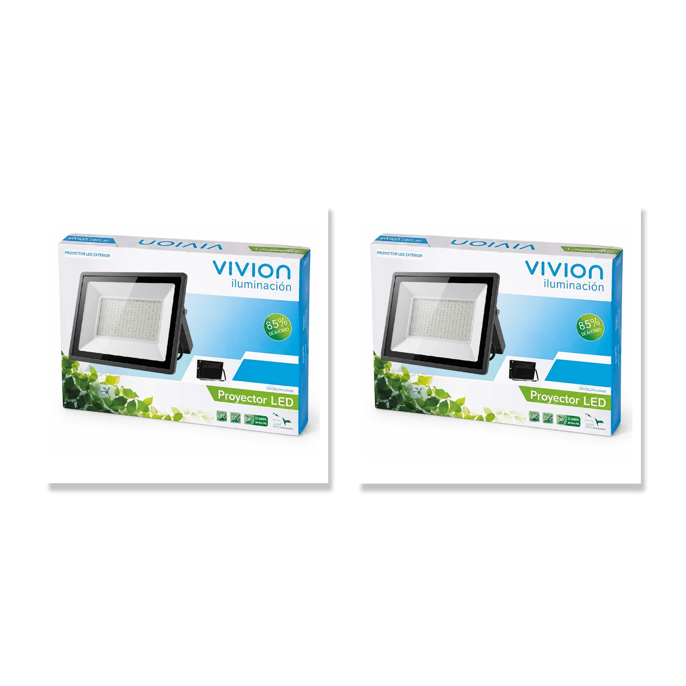 Combo 2× Foco LED Vivion 100W IP65 Luz Fría Negro