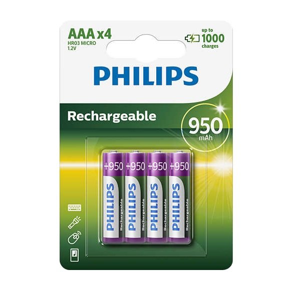 Cargador Usb Philips + 4 Pilas Recargables AAA